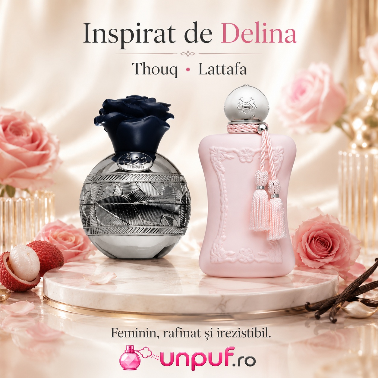 Thouq Lattafa Pride inspirat de Delina, parfum floral fructat feminin, rafinat și irezistibil