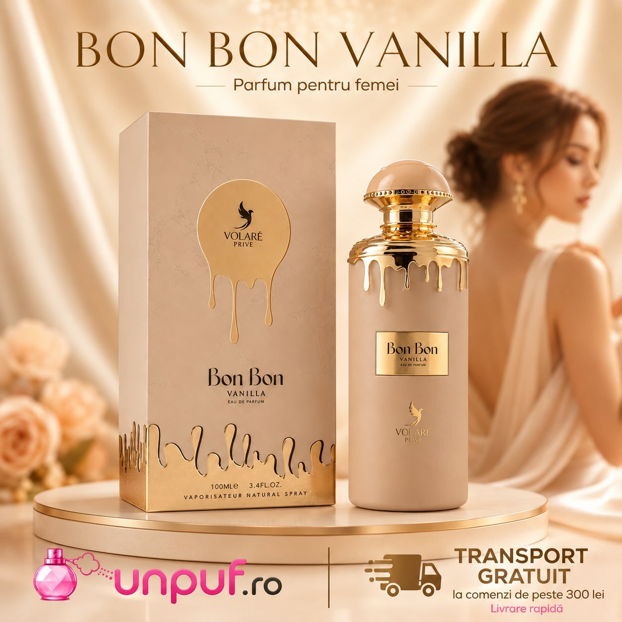 Parfum Volare Prive Bon Bon Vanilla pentru femei, aromă dulce și elegantă cu transport rapid UnPuf.ro