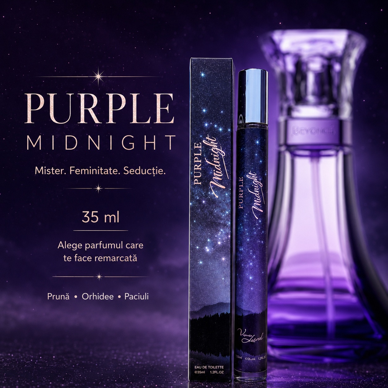 Purple Midnight 35 ml mister feminitate seducție, parfum cu prune orhidee și paciuli
