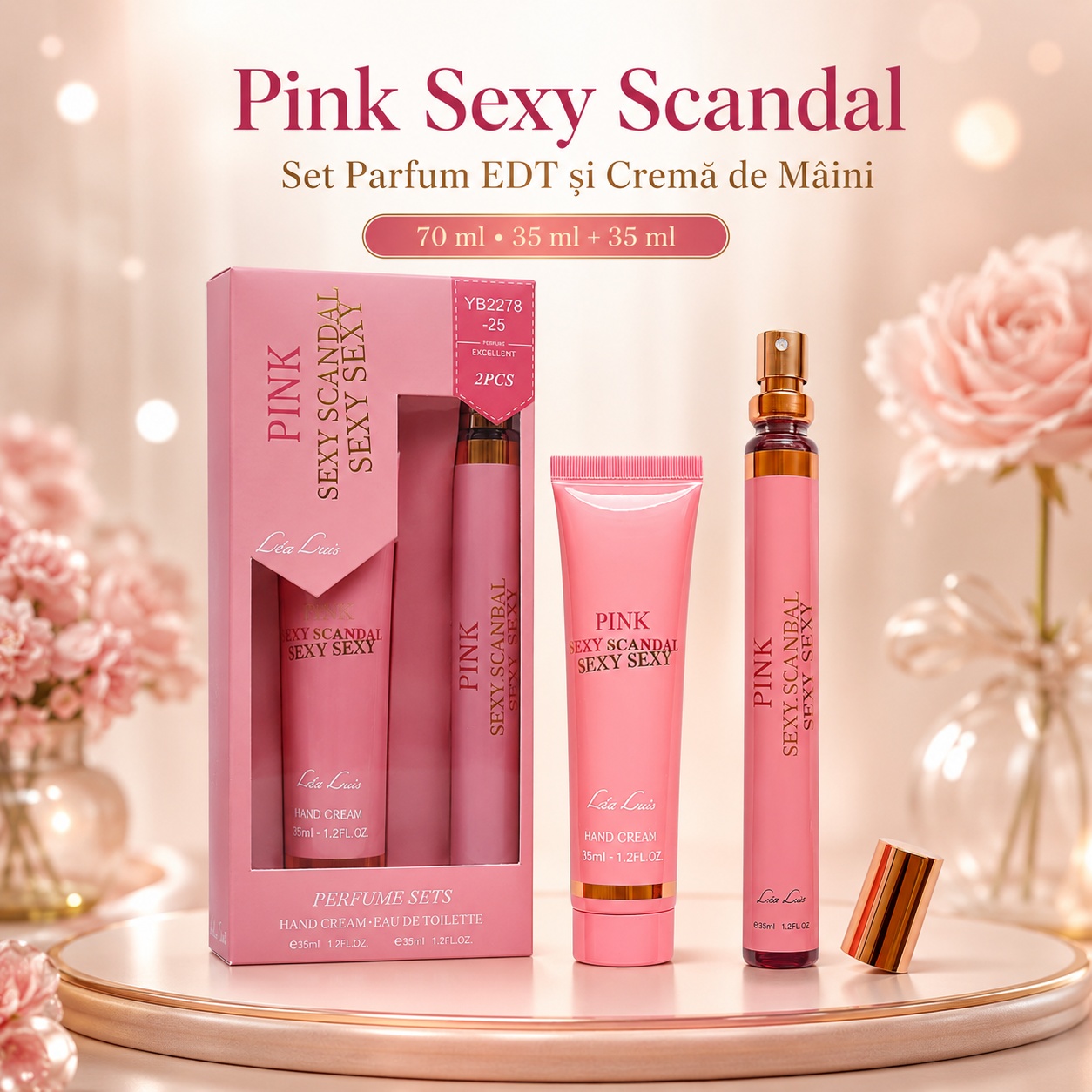 Pink Sexy Scandal set parfum EDT și cremă de m&acirc;ini 35 ml plus 35 ml