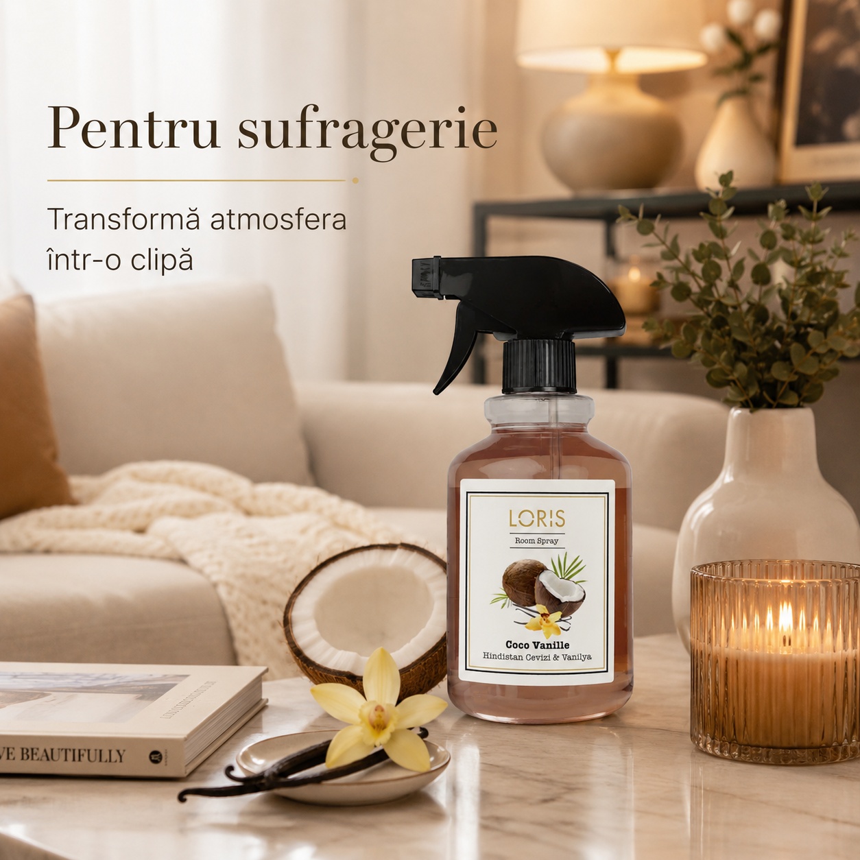 Loris Pafum Coco Vanille parfum ambiental dulce pentru sufragerie și dormitor