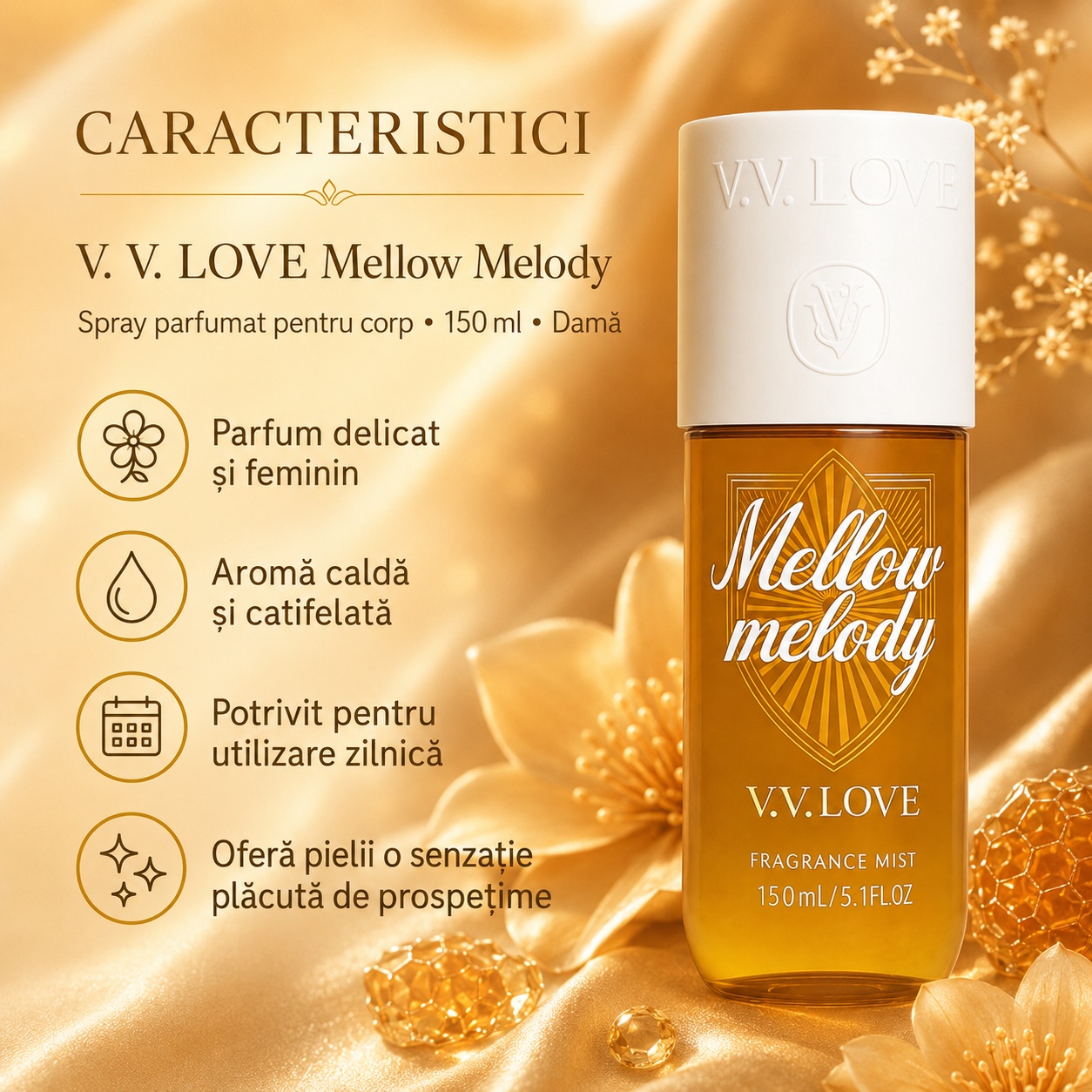 V.V. Love Mellow Melody caracteristici spray parfumat pentru corp 150 ml damă