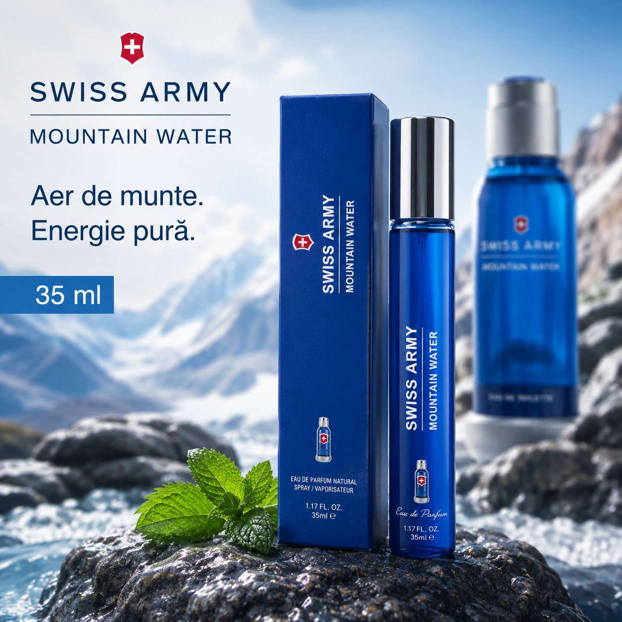 Swiss Army Mountain Water 35 ml aer de munte și energie pură, parfum bărbat 35 ml