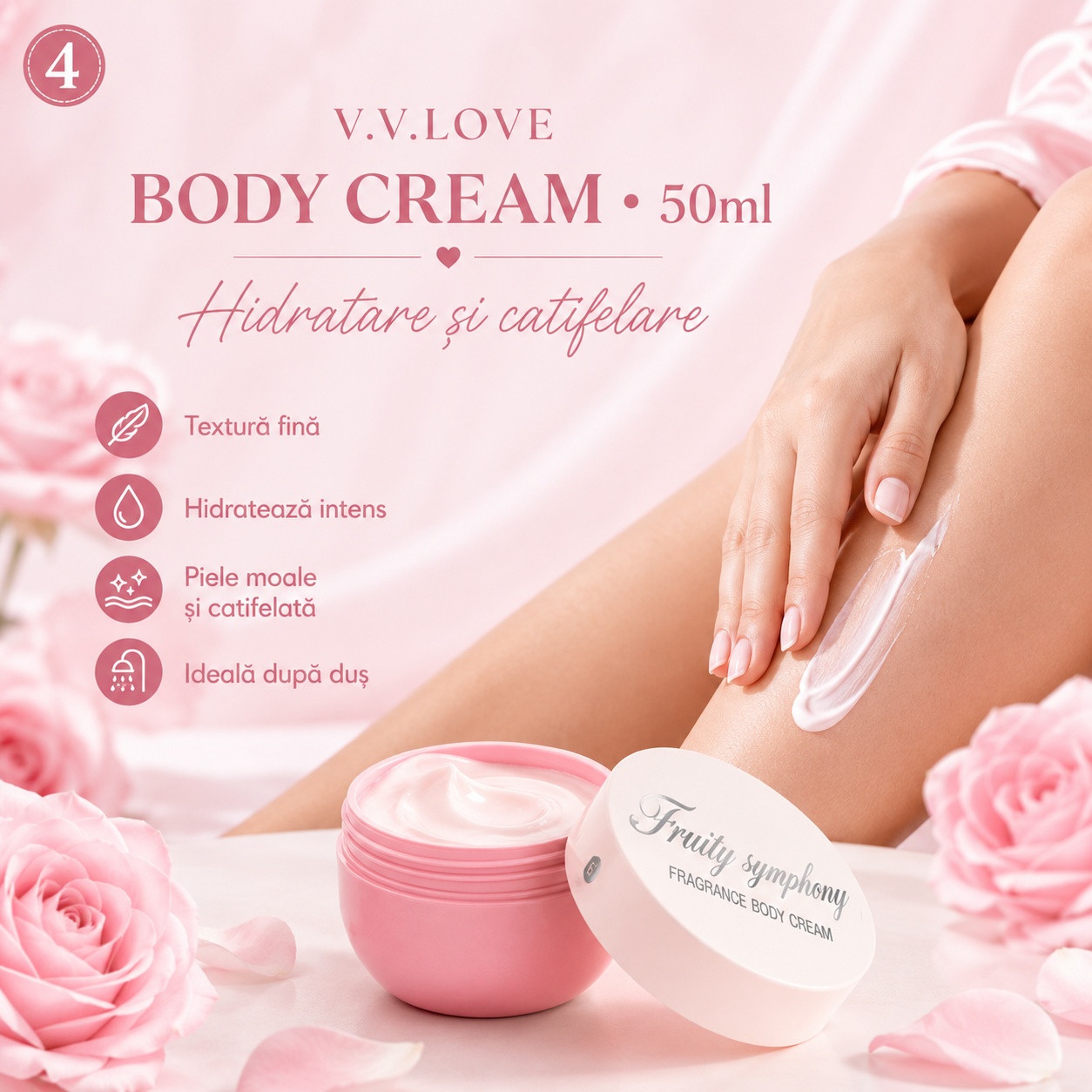 Body Cream V.V. Love Family Symphony 50 ml hidratare și catifelare pentru piele