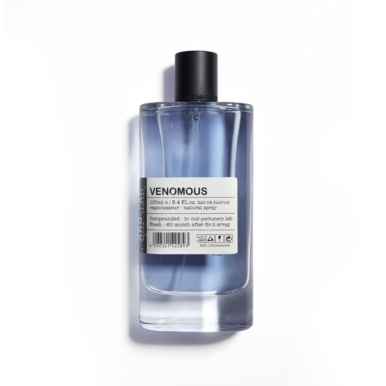 Flacon Venomous Aro-Fac 100 ml parfum damă pe fundal alb