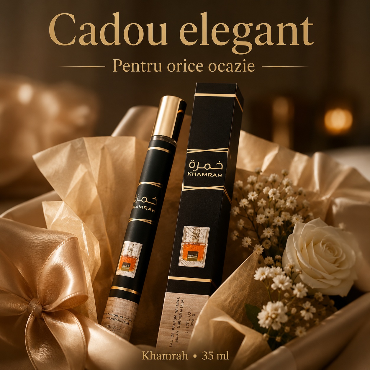 Khamrah Lattafa 35 ml cadou elegant pentru orice ocazie