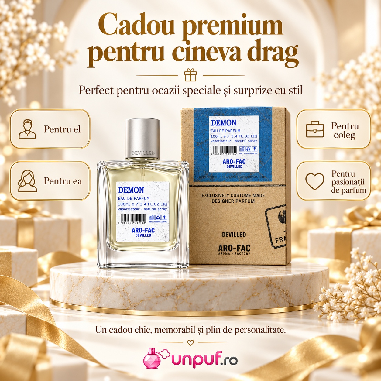 Demon ARO-FAC parfum bărbătesc oriental intens potrivit pentru seri reci evenimente și cadou premium