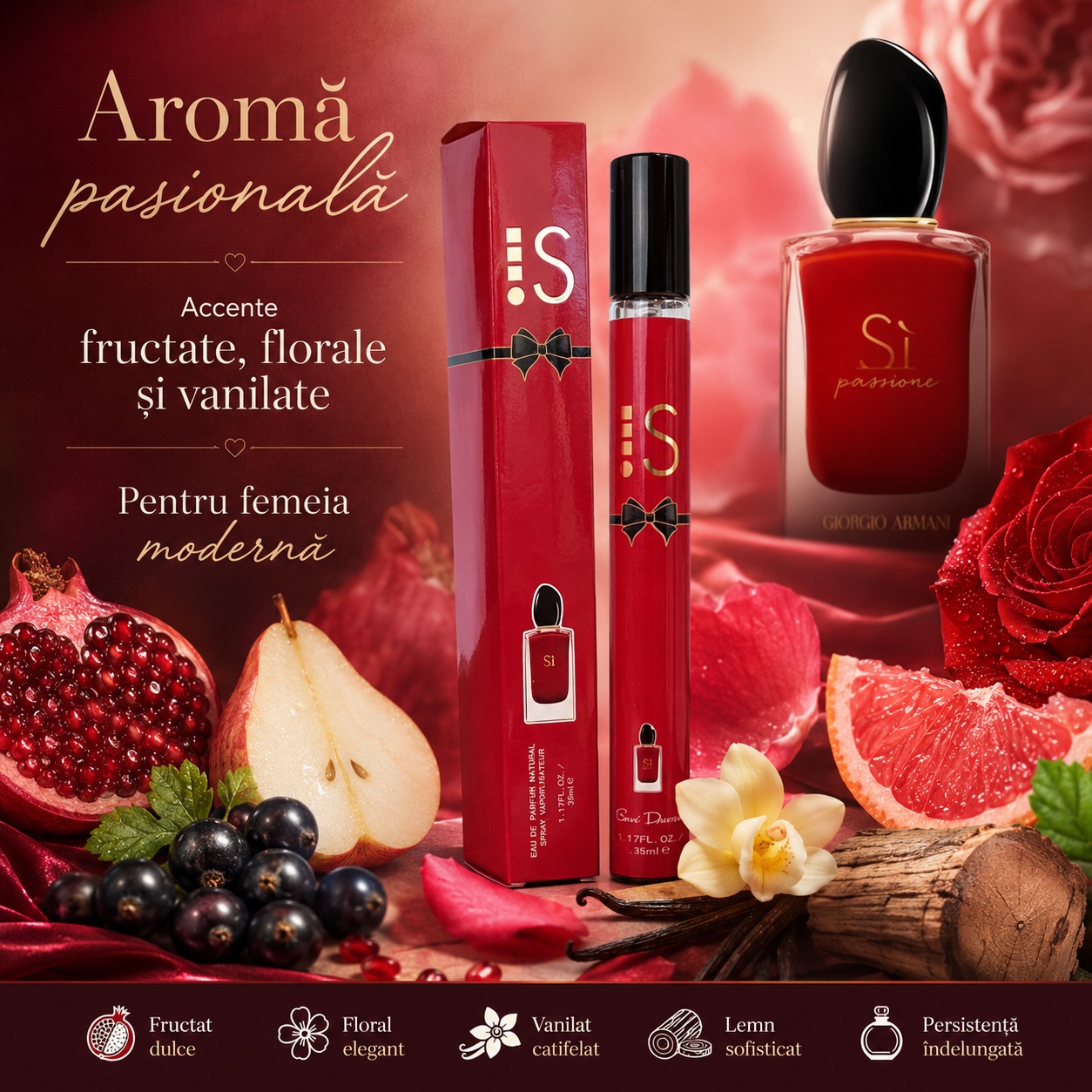 IS 35 ml aromă pasională cu accente fructate, florale și vanilate pentru femeia modernă