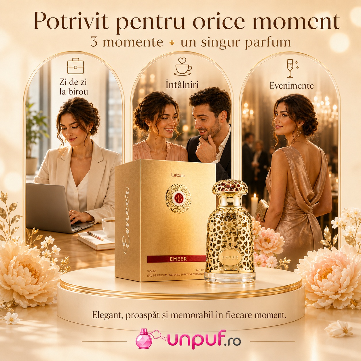 Lattafa Emeer parfum unisex potrivit pentru zi de zi la birou &icirc;nt&acirc;lniri și evenimente speciale