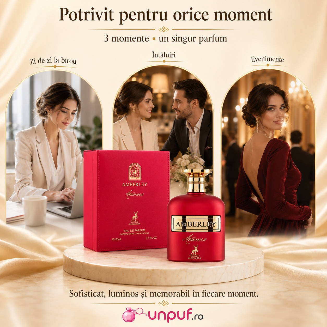 Alhambra Amberley Amoroso parfum potrivit pentru birou &icirc;nt&acirc;lniri seară și evenimente