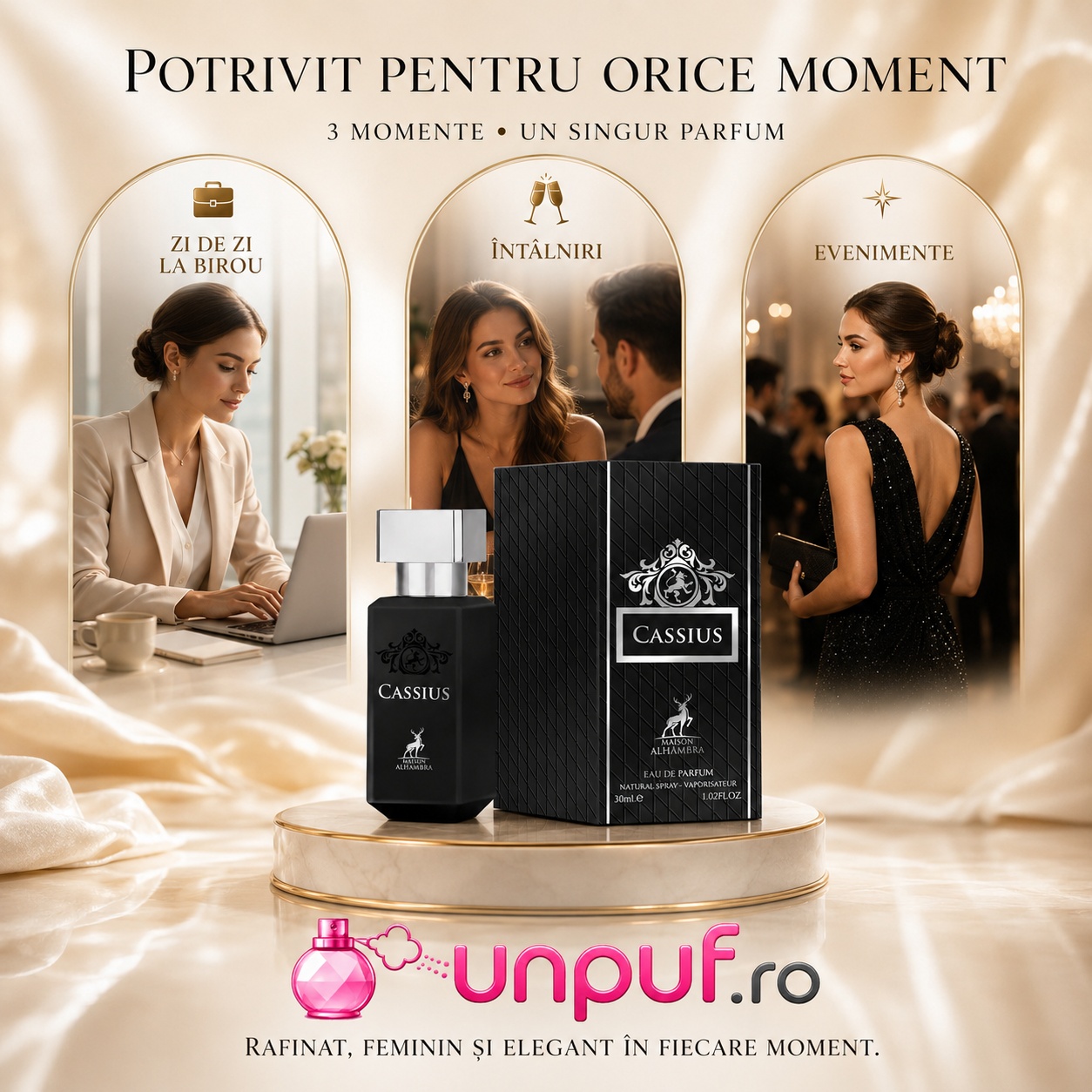 Alhambra Cassius parfum potrivit pentru zi de zi birou &icirc;nt&acirc;lniri și evenimente speciale
