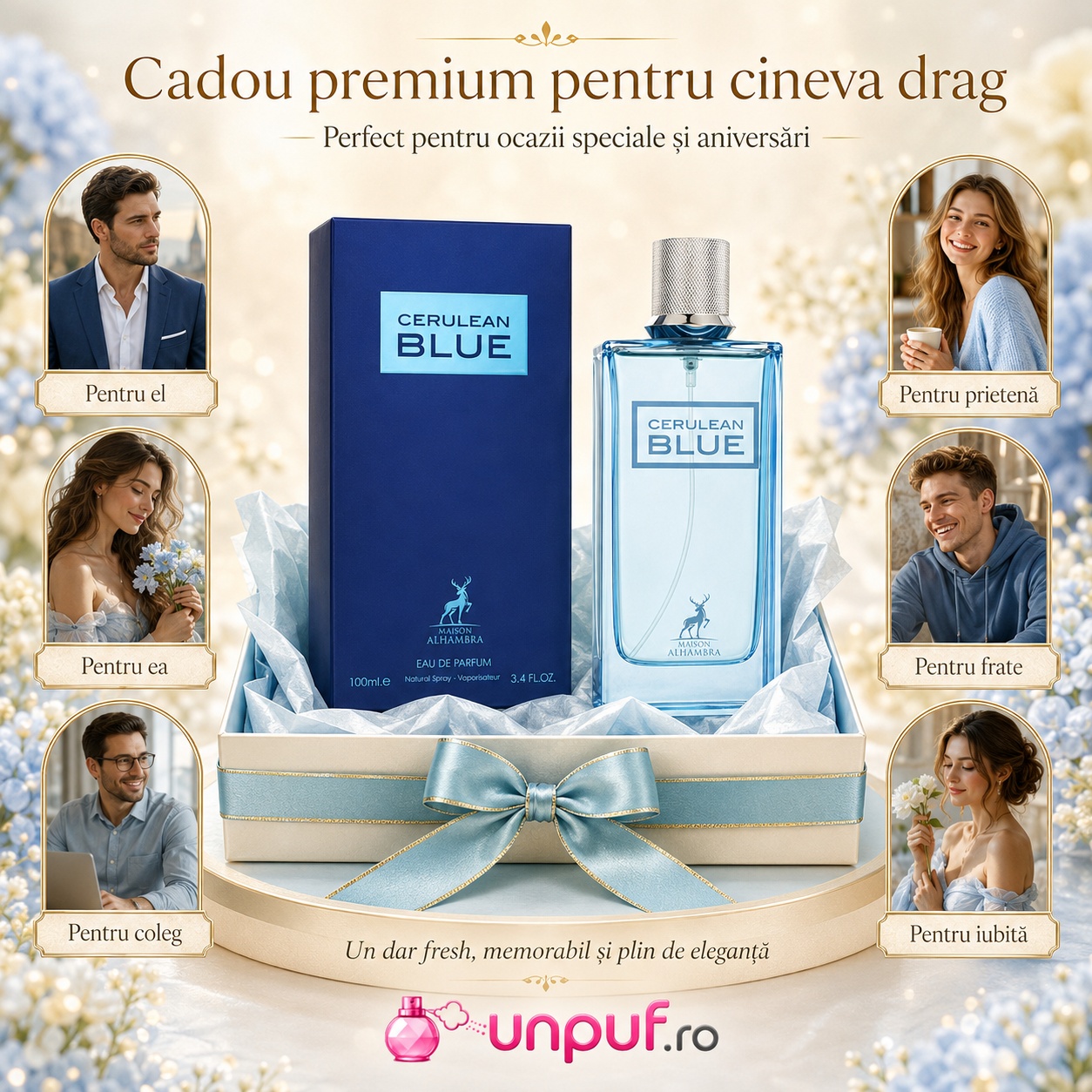 Alhambra Cerulean Blue cadou premium pentru iubit iubită prietenă prieten frate sau coleg