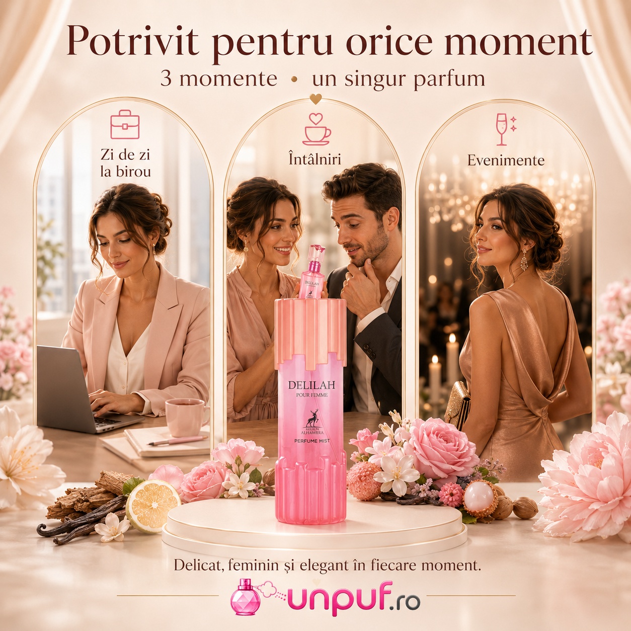 Delilah Pour Femme Body Mist potrivit pentru zi de zi la birou, întâlniri și evenimente elegante