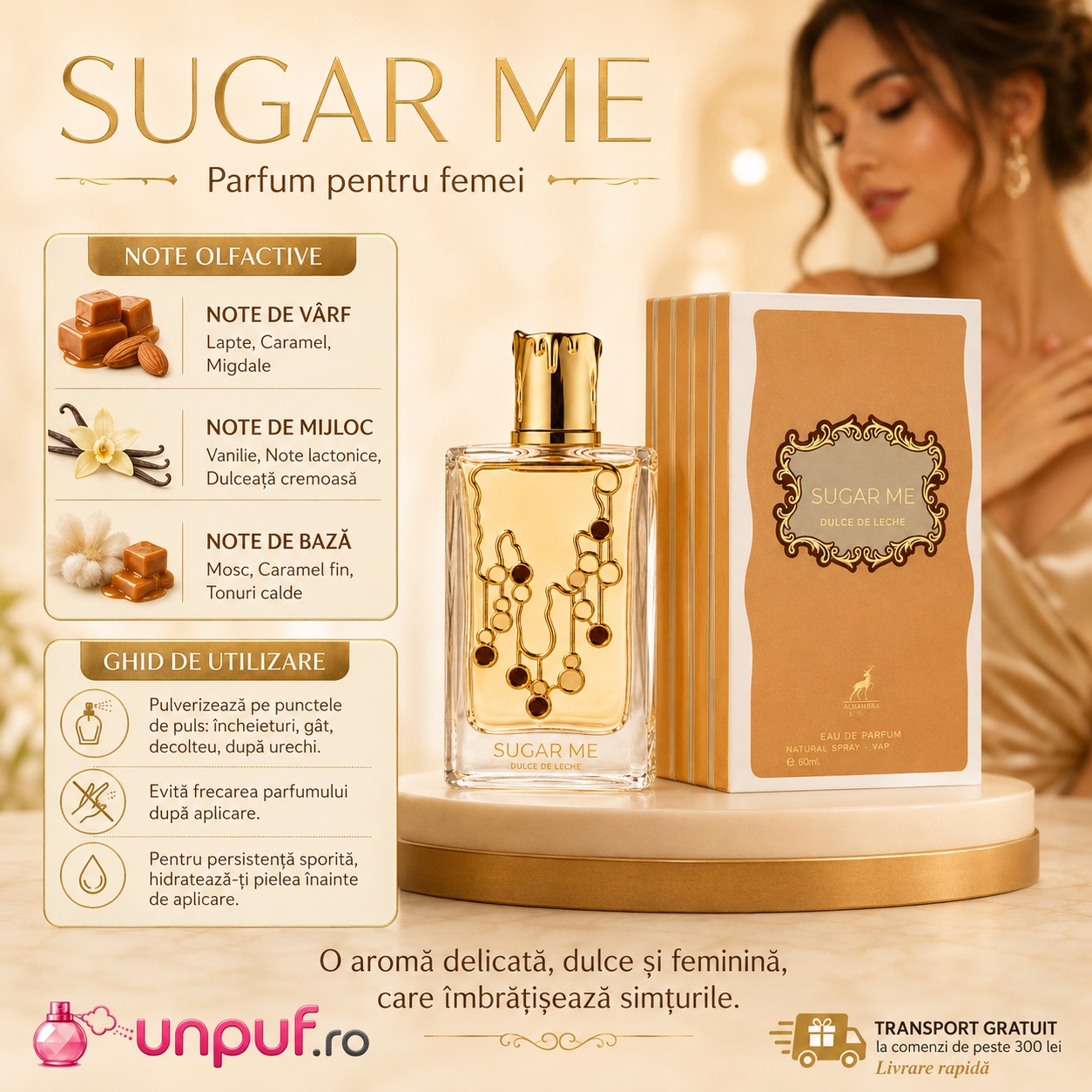 Prezentare parfum Alhambra Sugar Me Dulce de Leche Maison Alhambra 100 ml cu note olfactive și ghid de utilizare