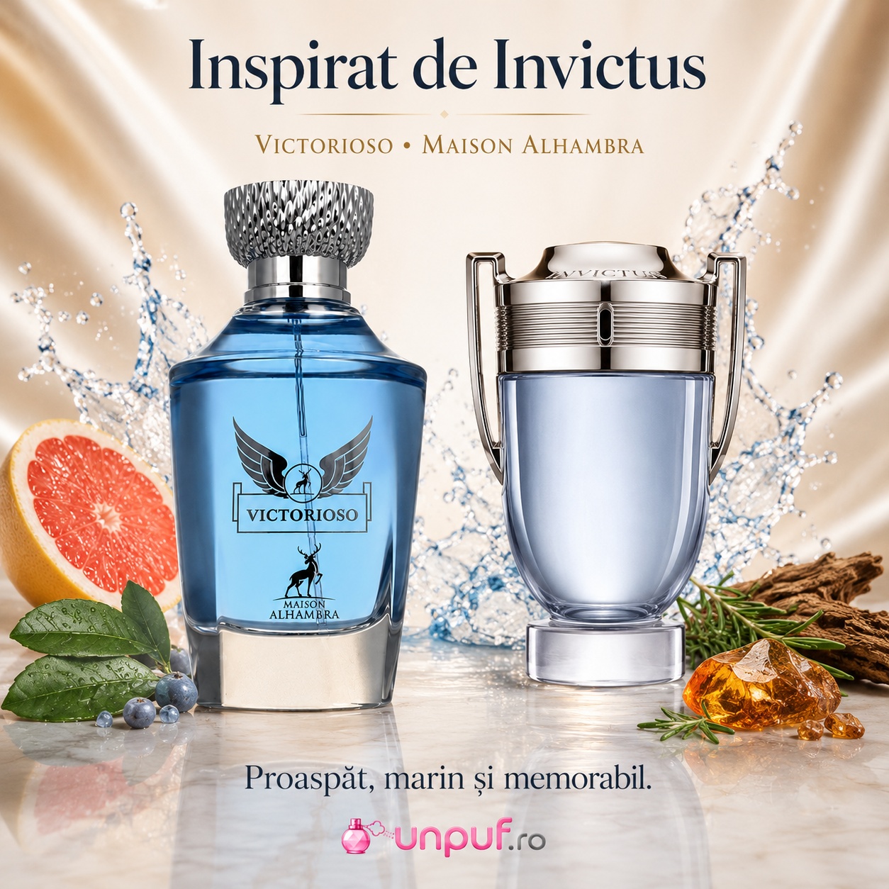 Alhambra Victorioso Maison Alhambra inspirat din Invictus parfum bărbătesc fresh marin și memorabil