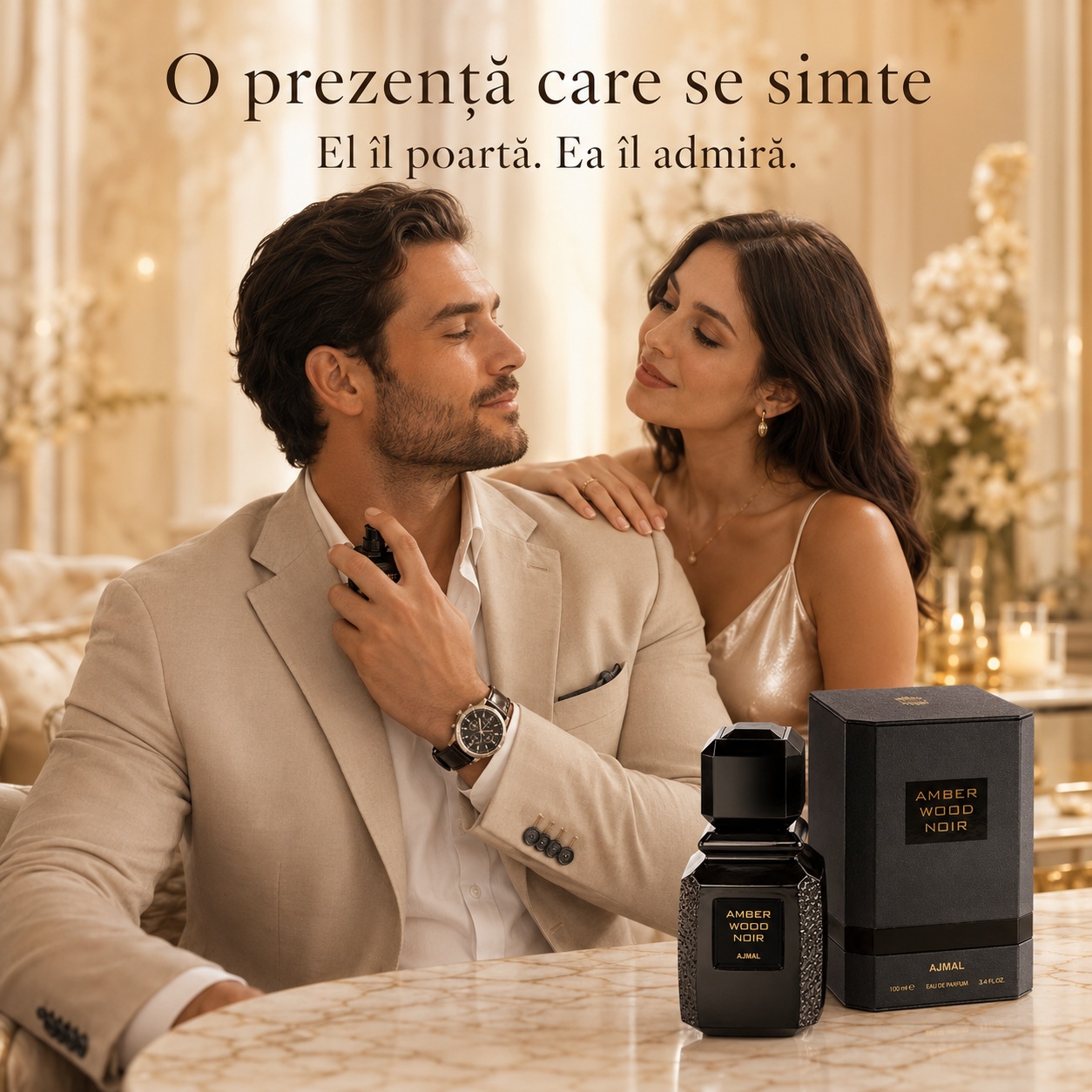 Ajmal Amber Wood Noir o prezență care se simte, parfum elegant admirat și memorabil