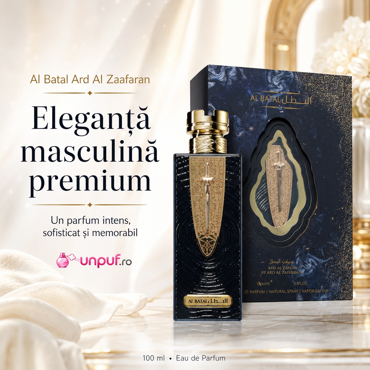 Al Batal Ard Al Zaafaran eleganță masculină premium, parfum intens sofisticat și memorabil