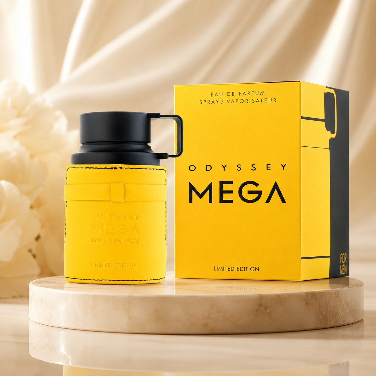Parfum Arăbesc Armaf Odyssey Mega Eau de Parfum 60ml, sticlă galbenă și cutie elegantă