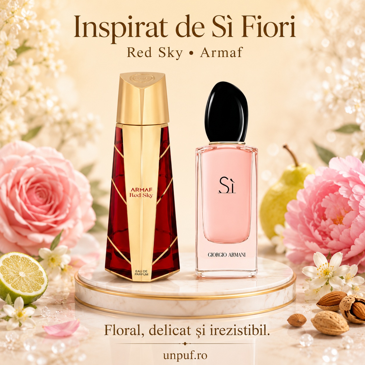 Armaf Red Sky inspirat de Si Fiori, parfum floral delicat și irezistibil