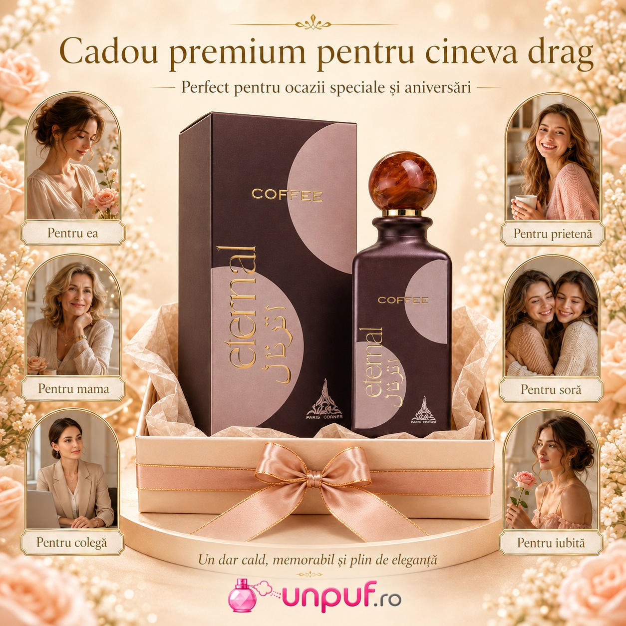Eternal Coffee Paris Corner cadou premium pentru ea, prietenă, mamă, soră, colegă sau iubită