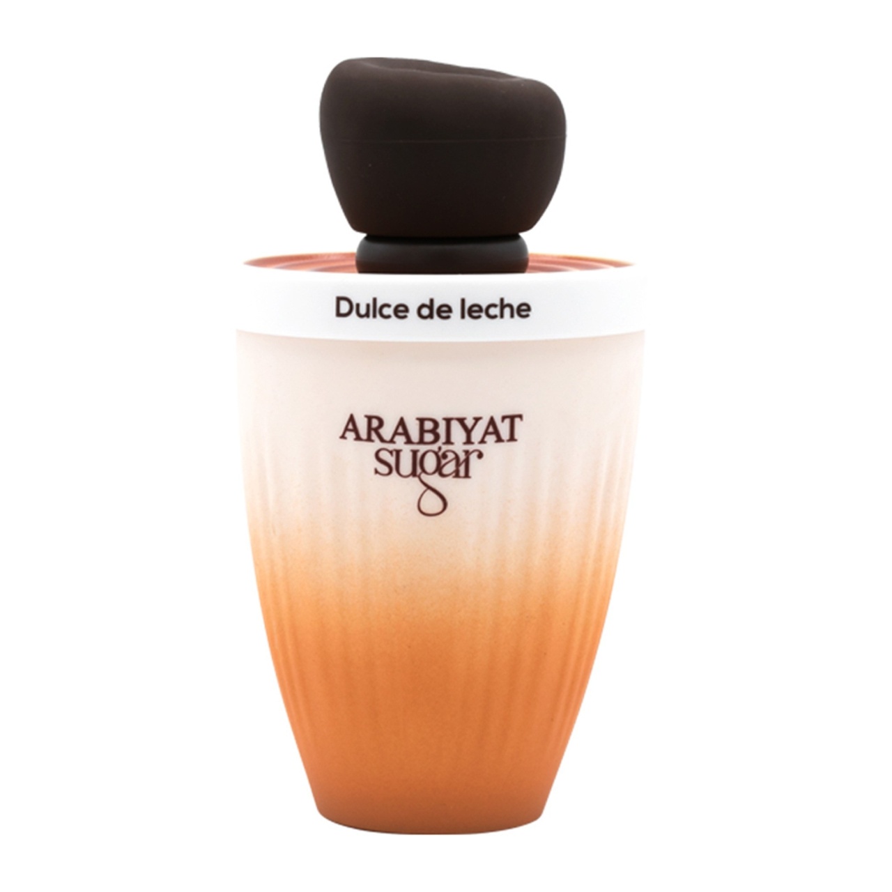 Sticlă Arabiyat Sugar Dulce De Leche 100 ml pe fundal alb, parfum unisex gurmand dulce