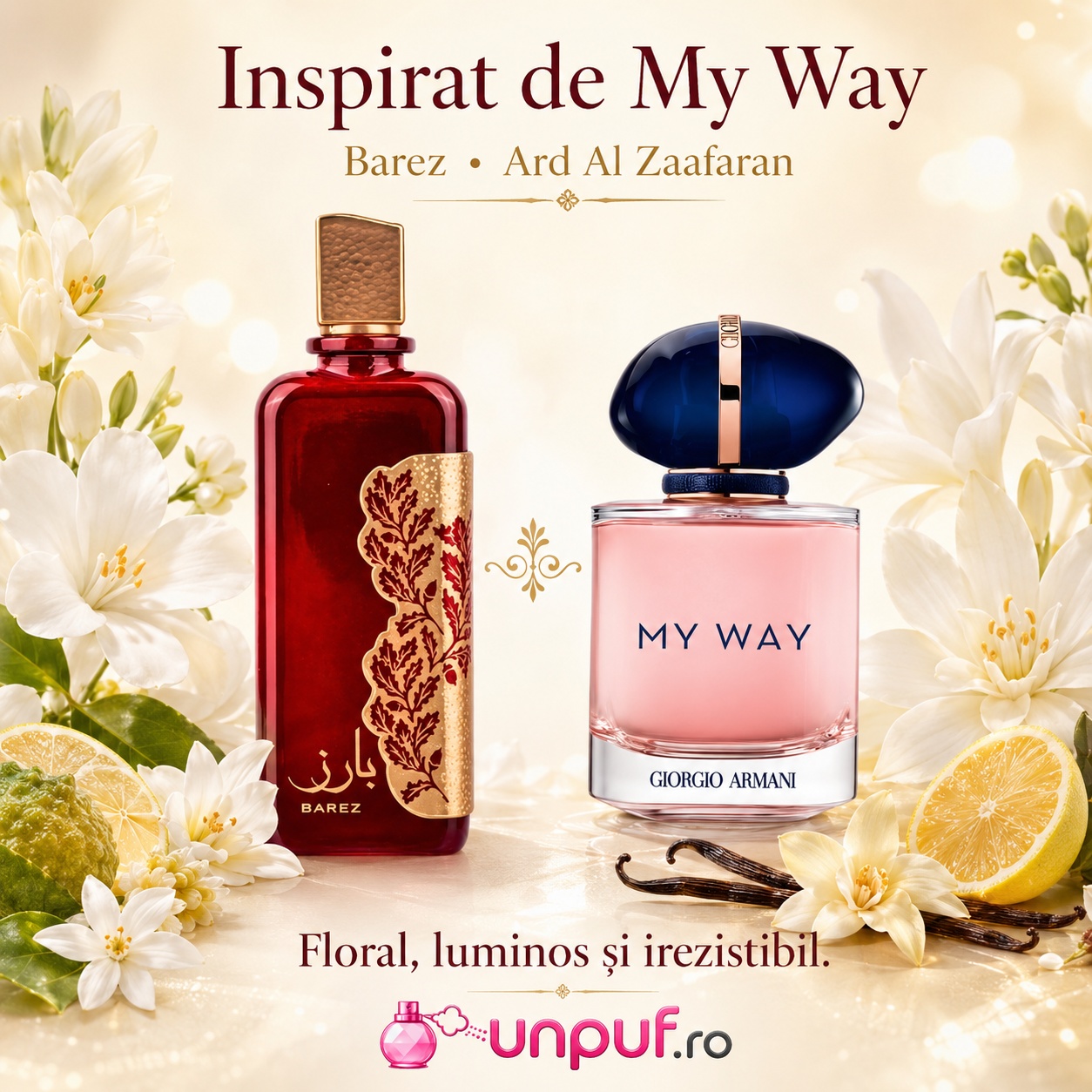 Parfum Ard Al Zaafaran Barez inspirat de My Way, floral, luminos și irezistibil