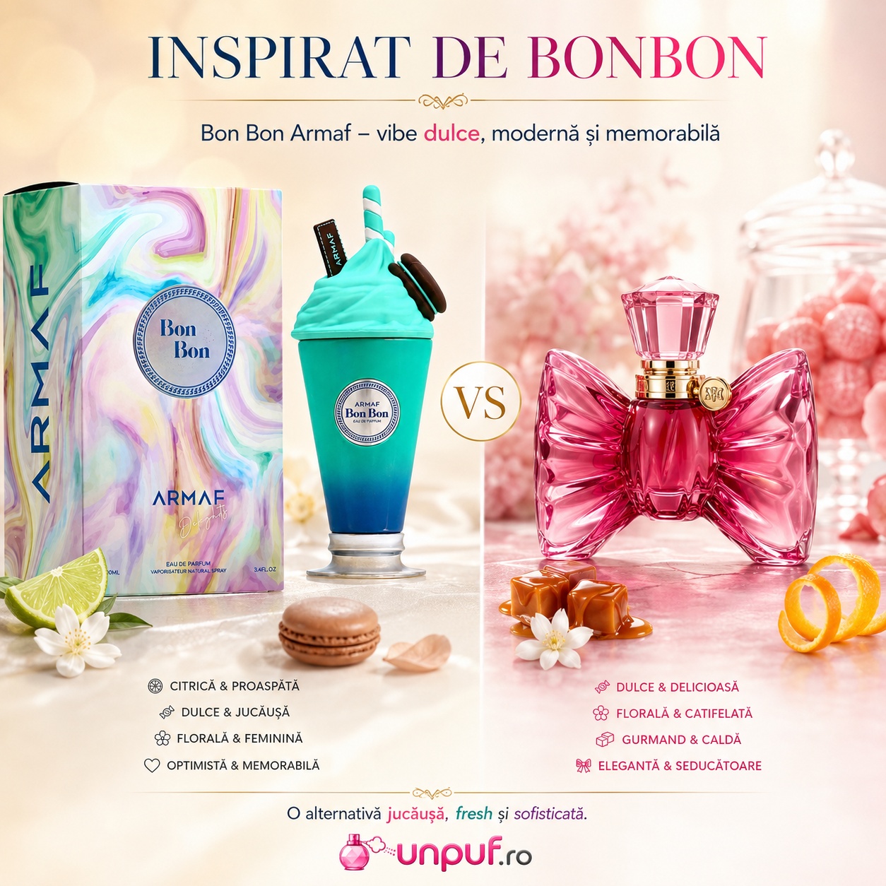 Armaf Bon Bon inspirat de BonBon parfum dulce modern fresh floral și jucăuș