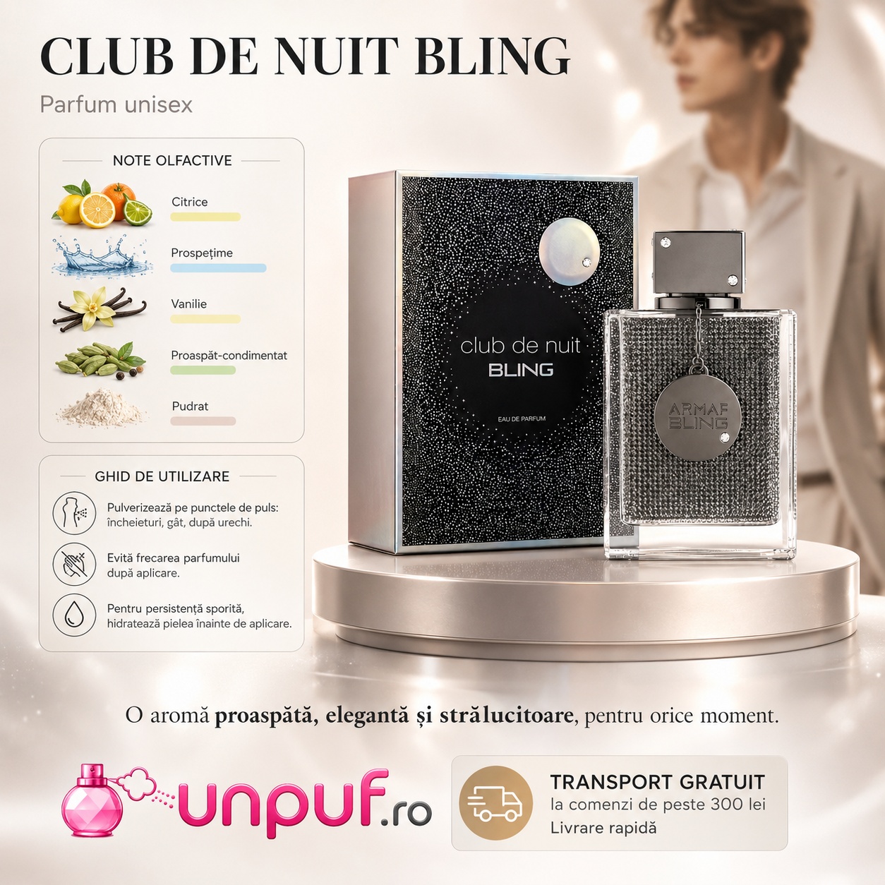 Armaf Club De Nuit Bling parfum elegant cu aromă aromatic orientală pentru damă și bărbat