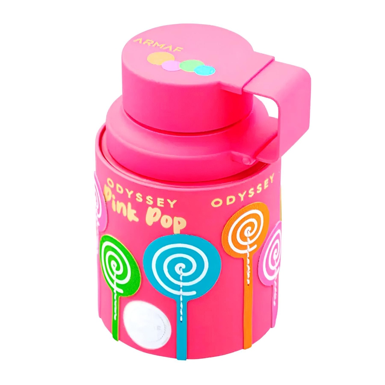 Flacon original Armaf Odyssey Pink Pop 100 ml roz intens cu acadele colorate și capac special
