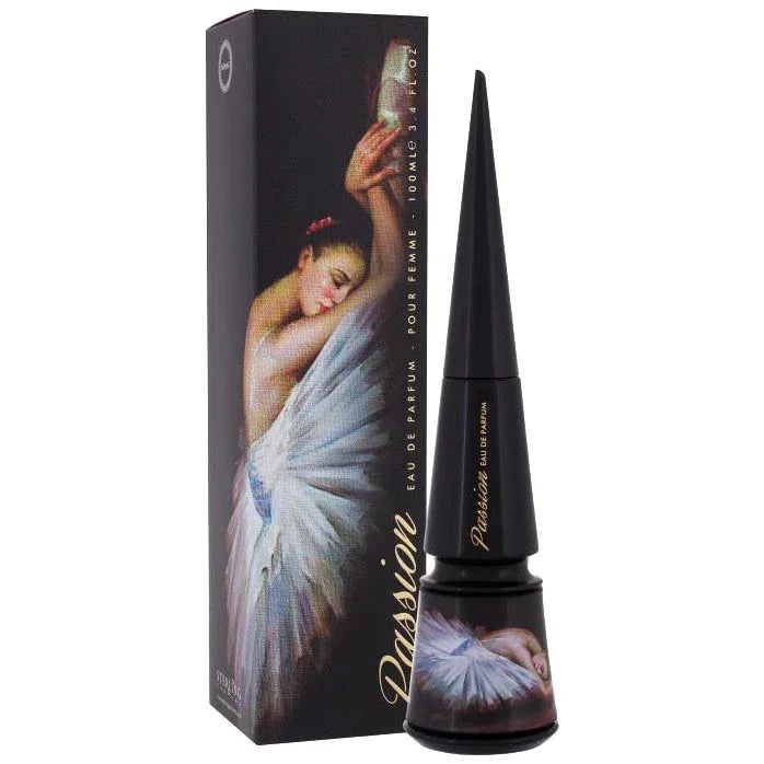 Cutie originală Armaf Passion 100 ml și flacon negru cu capac conic elegant