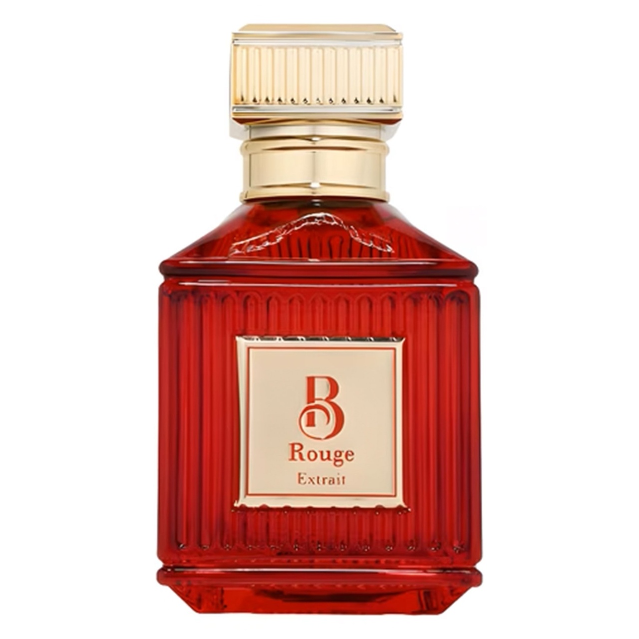 Flacon original B Rouge Extrait Fragrance World 100 ml parfum unisex roșu rubiniu cu capac auriu