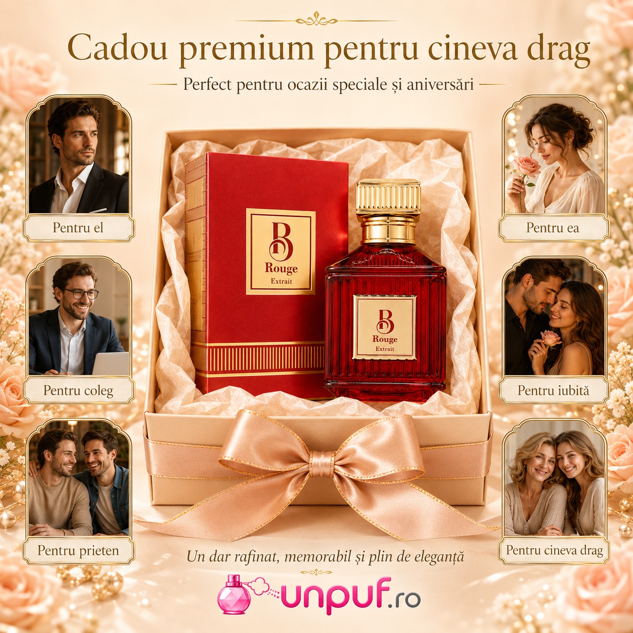 B Rouge Extrait Fragrance World cadou premium pentru el, pentru ea, coleg, prieten, iubită sau cineva drag