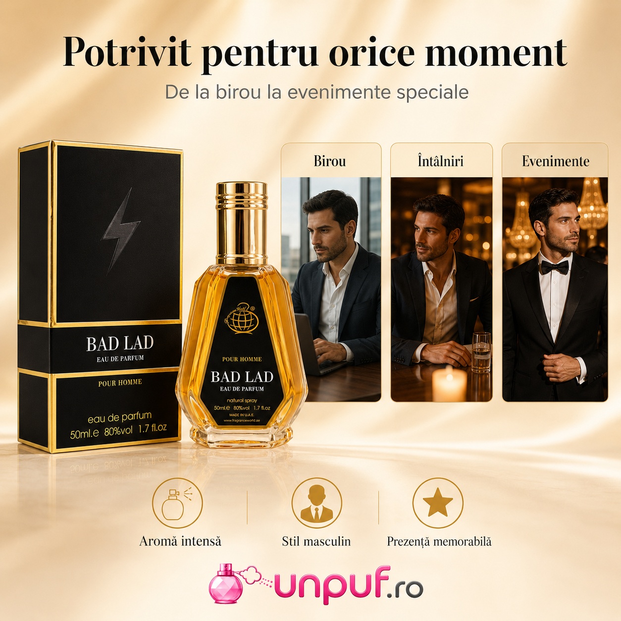Bad Lad Eau de Parfum potrivit pentru birou, &icirc;nt&acirc;lniri și evenimente speciale