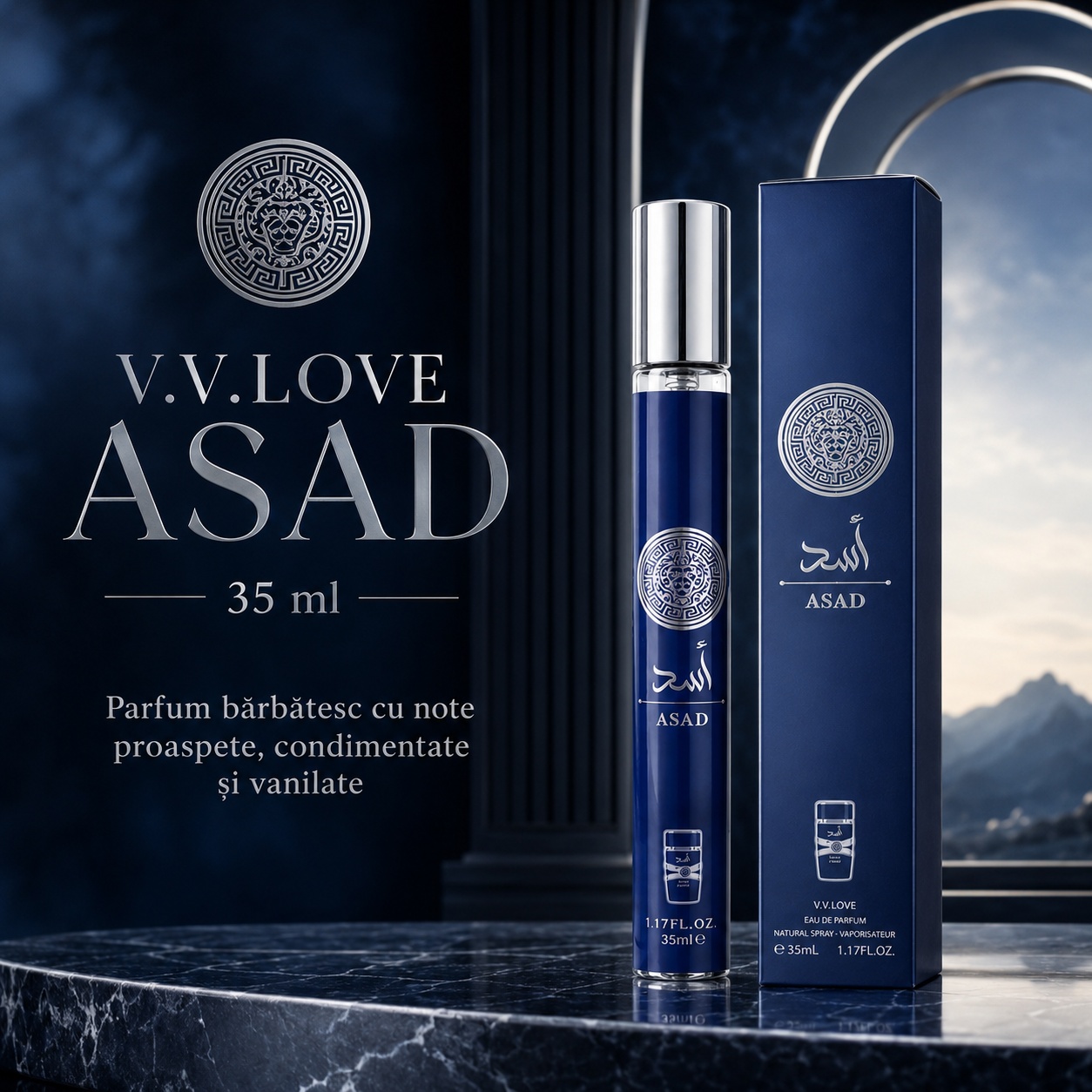 Asad V.V. Love 35 ml parfum bărbătesc cu note proaspete condimentate și vanilate