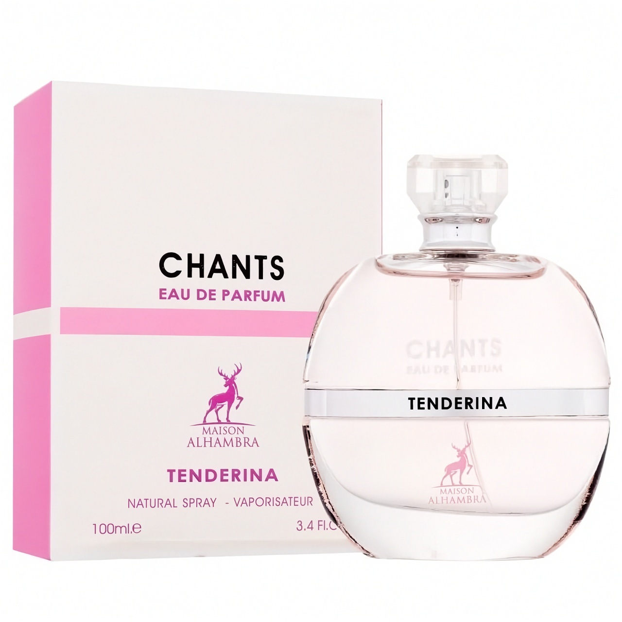 Produs real Chants Tenderina Maison Alhambra 100 ml cu sticlă roz pal și cutie alb roz