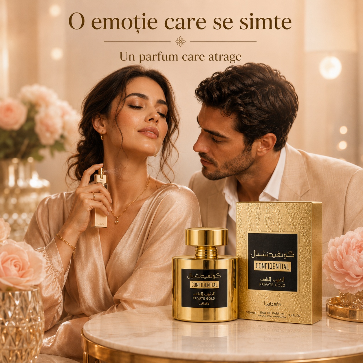 Confidential Private Gold Lattafa parfum unisex elegant și seducător pentru momente speciale