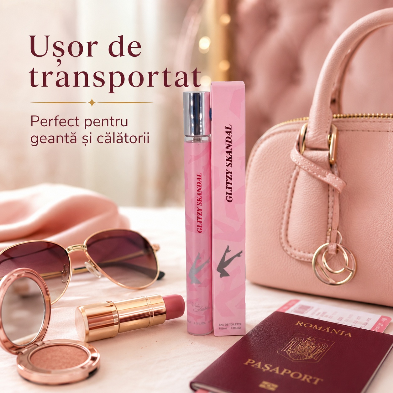 Parfum Glitzy Skandal 35 ml ușor de transportat perfect pentru geantă și călătorii