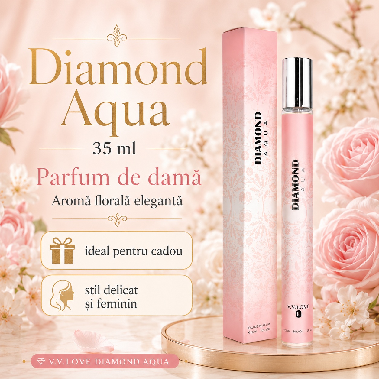 Parfum Diamond Aqua 35 ml V.V. Love aromă florală elegantă ideal pentru cadou