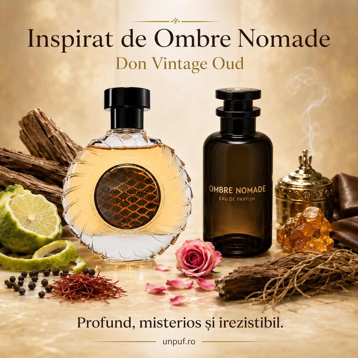 Parfum Don Vintage Oud inspirat de Ombre Nomade Louis Vuitton, profund, misterios și irezistibil