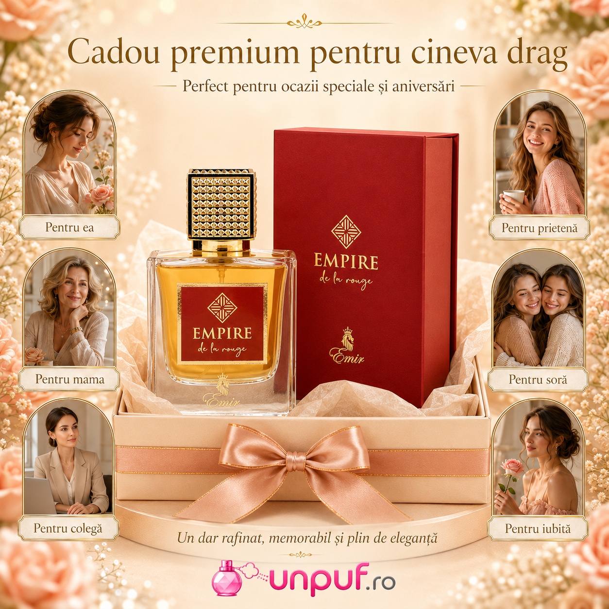 Empire De La Rouge Emir cadou premium pentru ea, mamă, prietenă, soră, colegă sau iubită