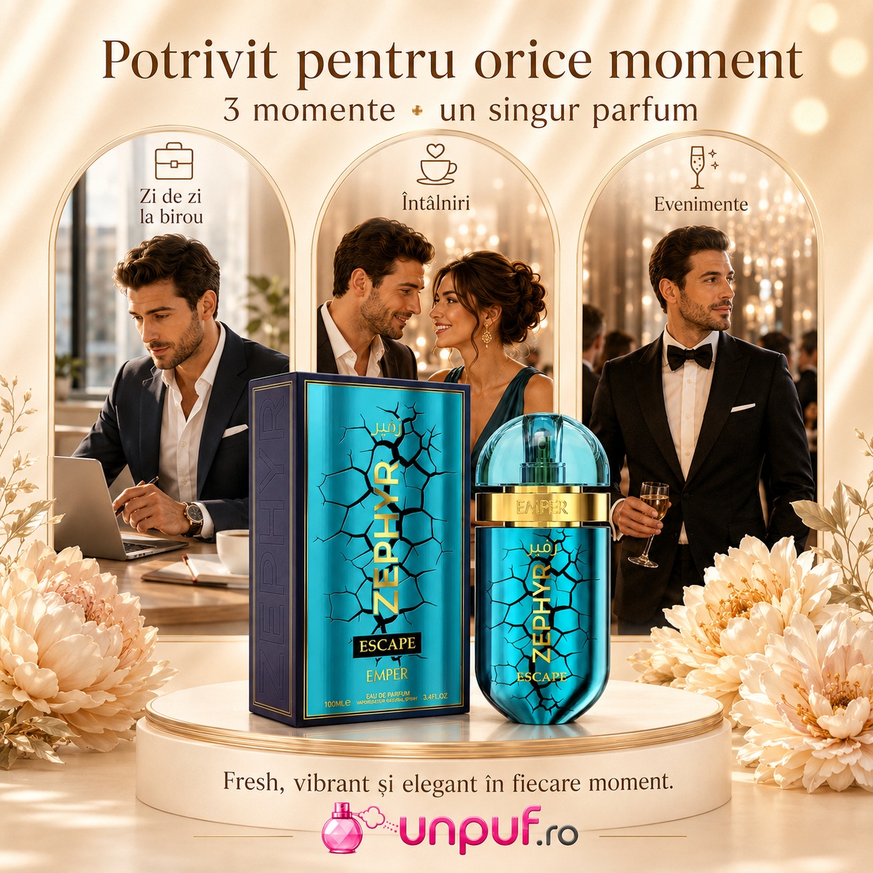 Parfum Emper Zephyr Escape potrivit pentru zi de zi la birou, &icirc;nt&acirc;lniri și evenimente elegante