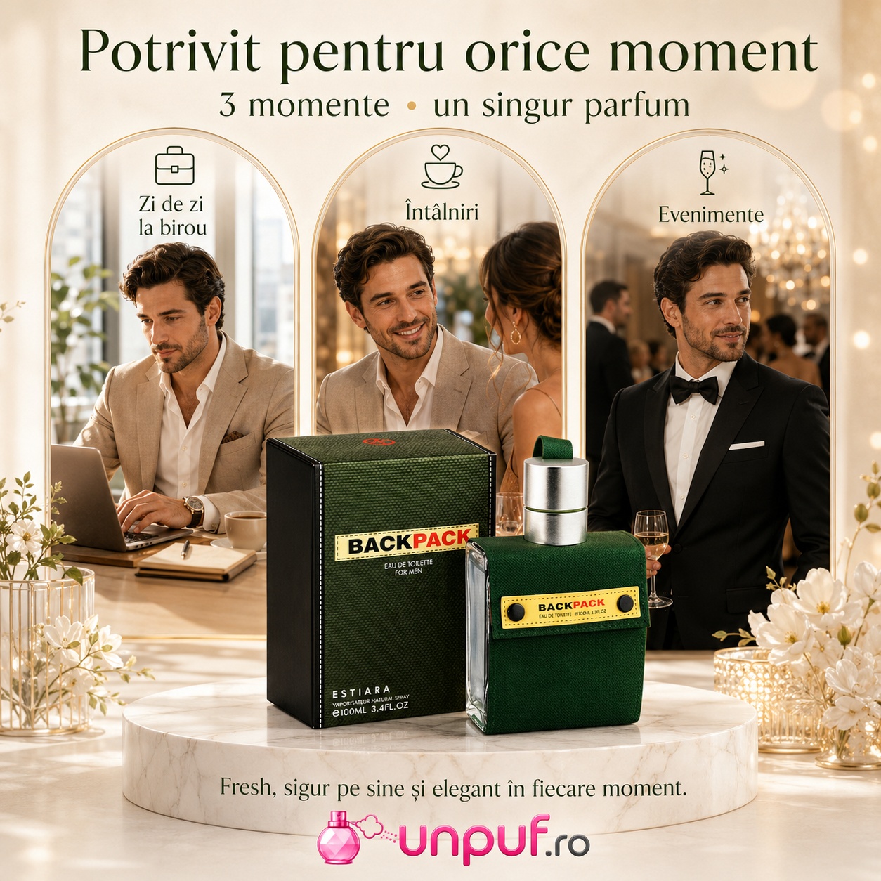 Parfum Estiara Backpack potrivit pentru zi de zi, birou, întâlniri și evenimente