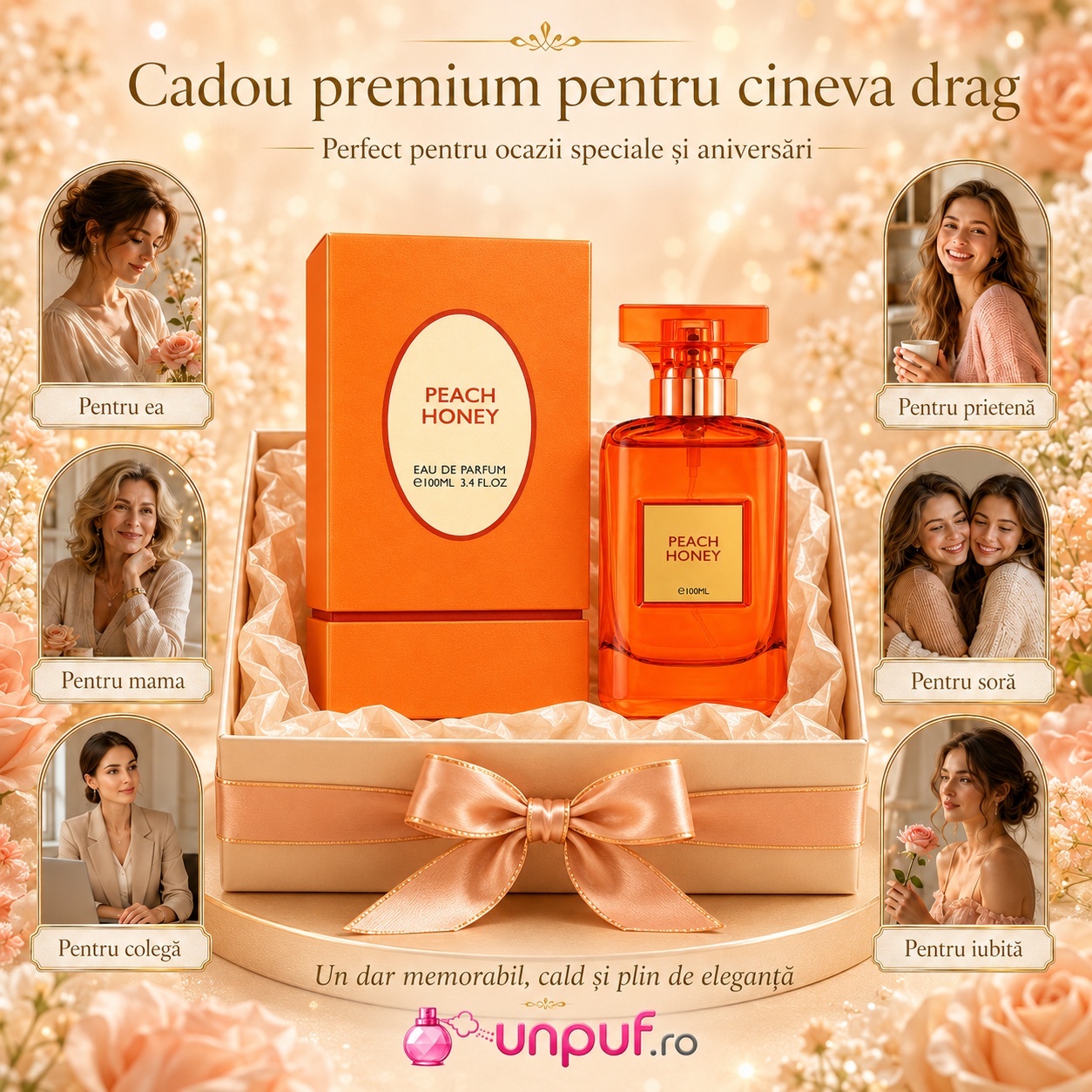Flavia Peach Honey cadou premium pentru cineva drag, parfum elegant și memorabil