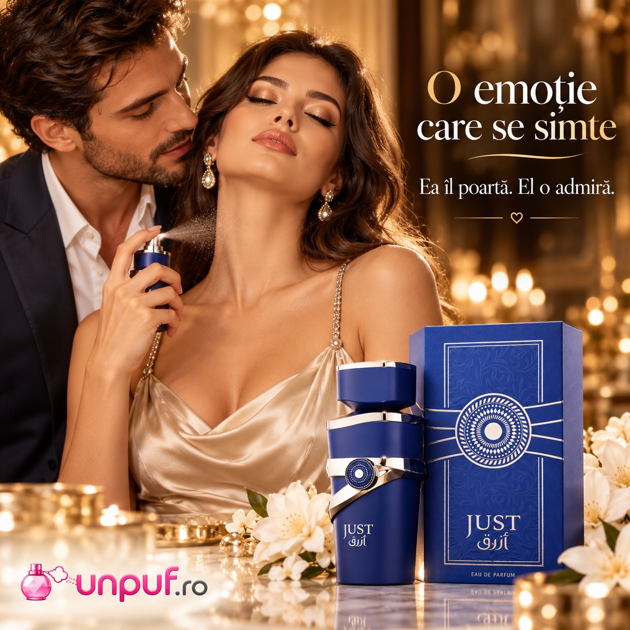 Fragrance World Just Azraq parfum bărbătesc elegant pentru întâlniri și momente speciale
