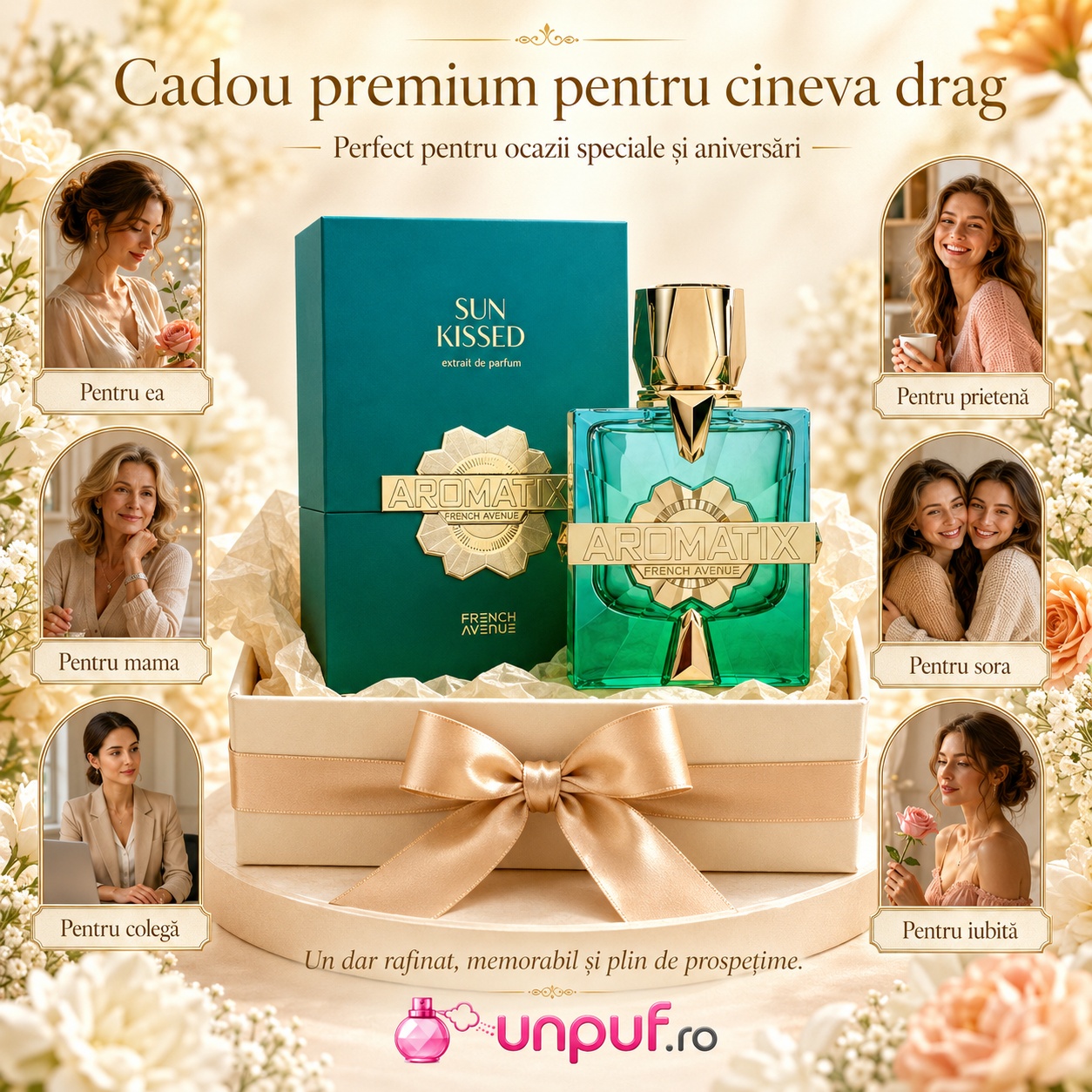 Cadou premium Aromatix Sun Kissed French Avenue pentru ea, mamă, soră, prietenă, colegă sau iubită