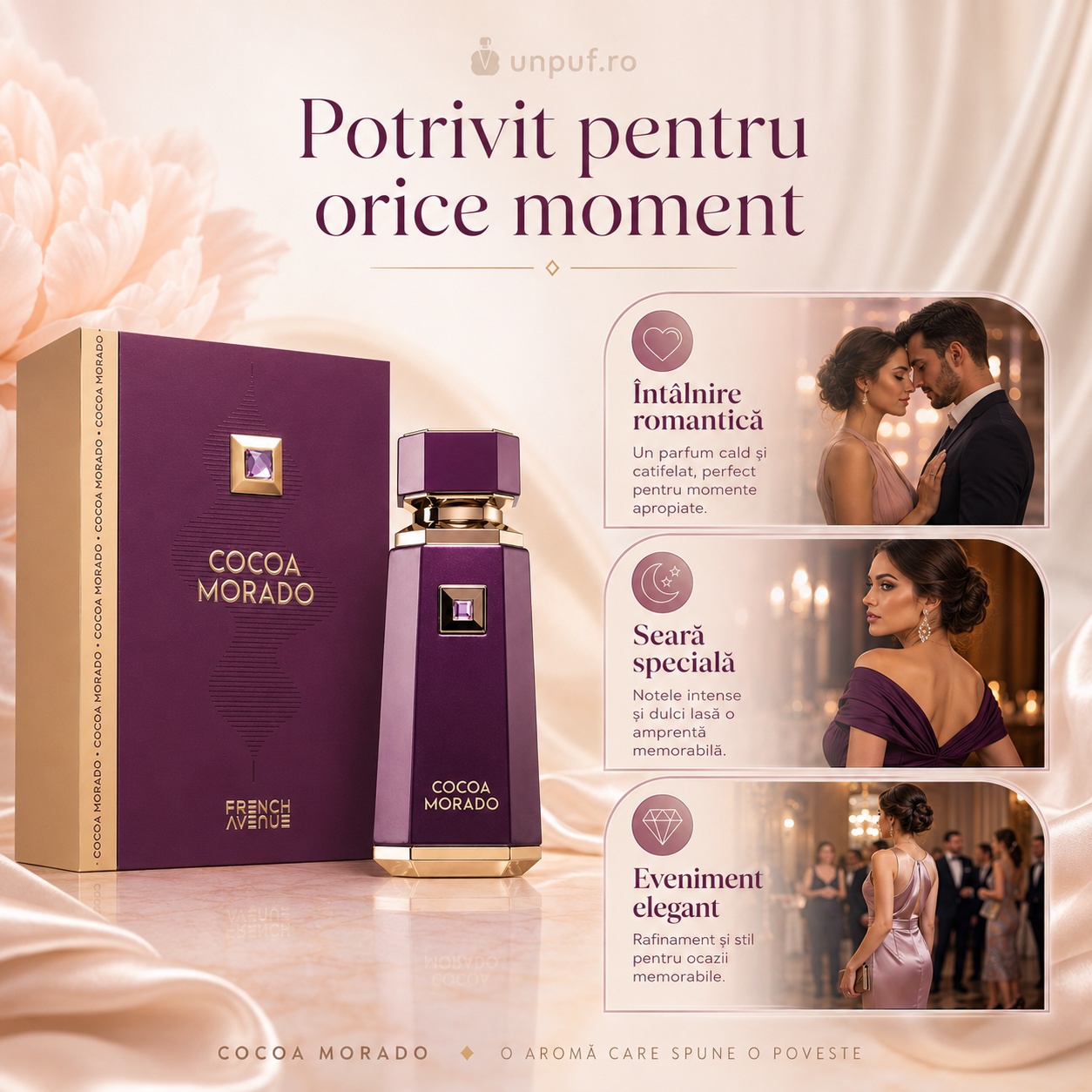 Parfum Cocoa Morado French Avenue potrivit pentru &icirc;nt&acirc;lnire romantică, seară specială și eveniment elegant