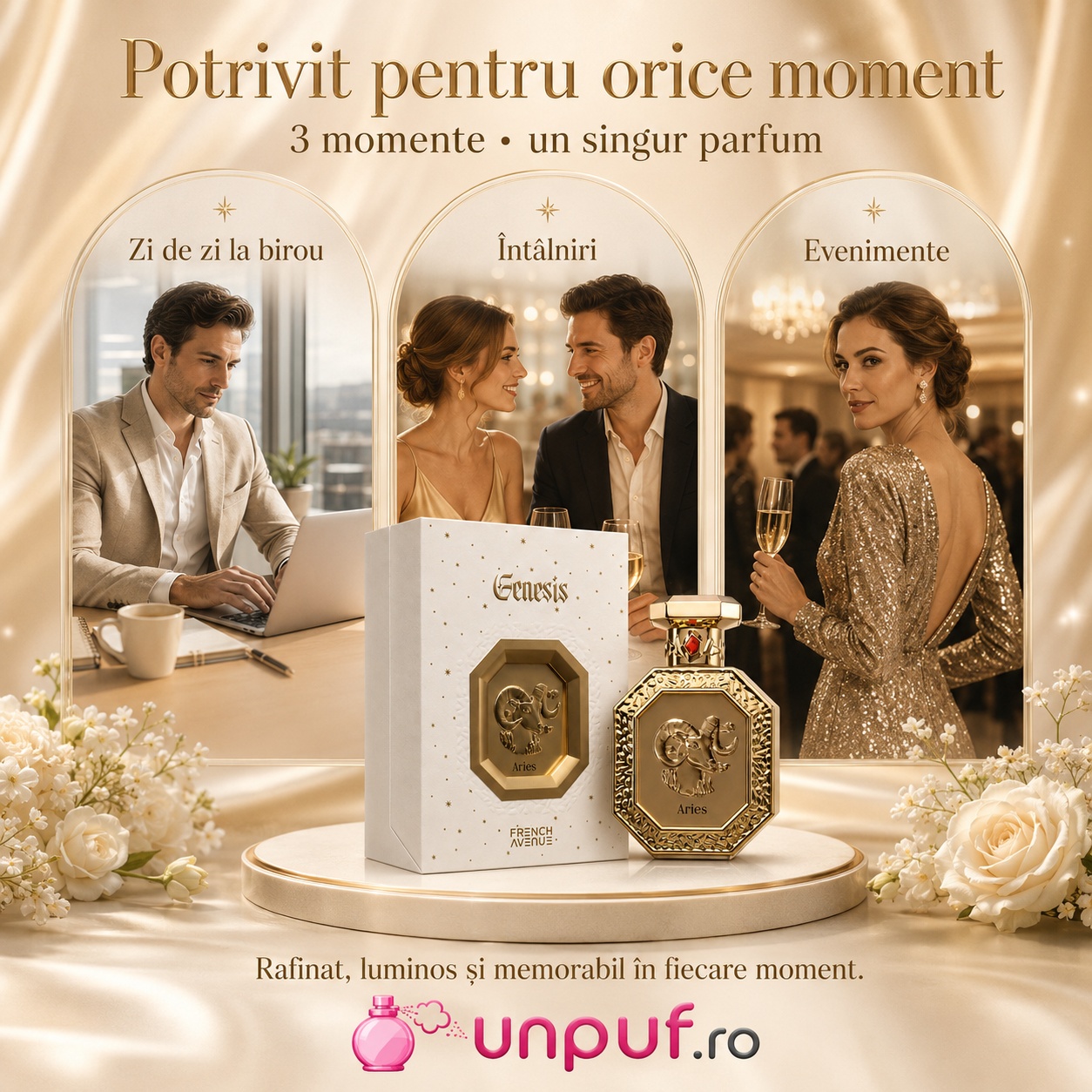 Parfum Genesis Aries French Avenue potrivit pentru zi de zi, birou, &icirc;nt&acirc;lniri și seară