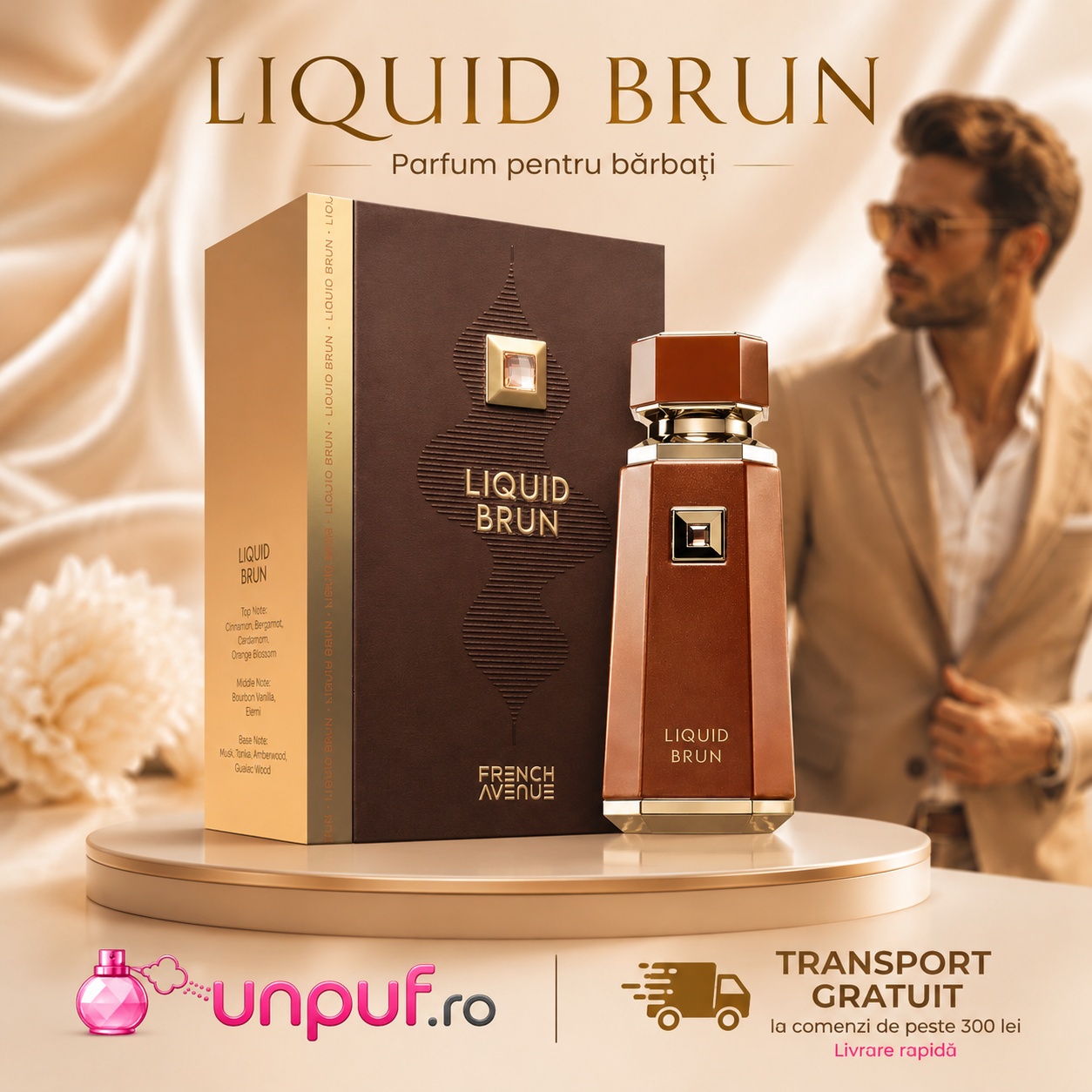 Liquid Brun French Avenue parfum arăbesc pentru bărbați premium, cald, dulce și elegant
