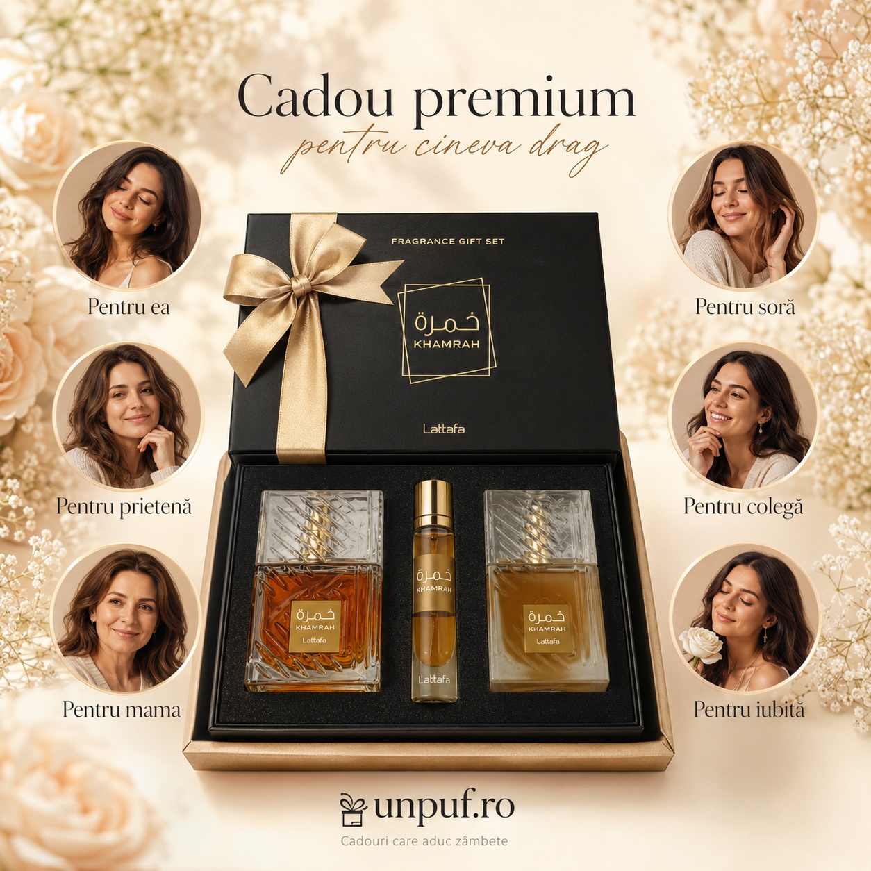 Lattafa Khamrah Giftset cadou premium pentru ea, mamă, soră, prietenă, colegă sau iubită