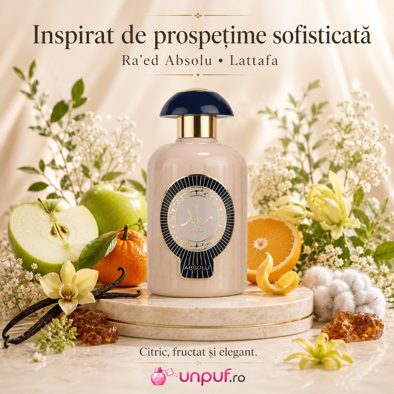 Lattafa Raed Absolu inspirat de prospețime sofisticată, parfum citric, fructat și elegant pentru bărbat